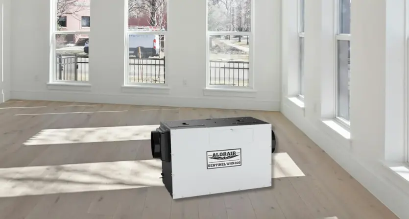 A dehumidifier eliminates dampness from the air